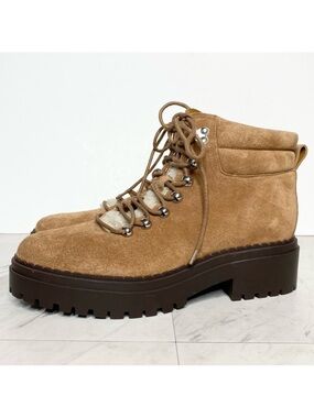 New! Marc Fisher Nairy Brown Suede Lace Up Hiking Bootie 10M